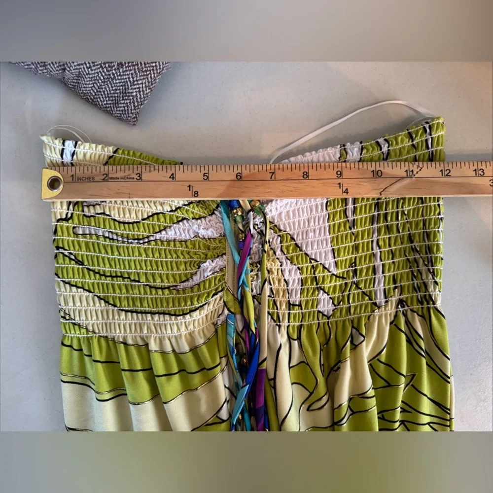 Cache White and Green smocked maxi Dress, medium - Picture 4 of 10